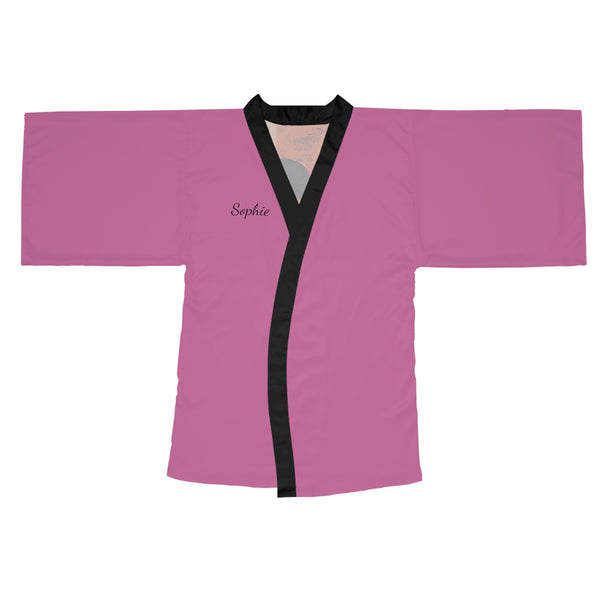 Personalized Pink Cadillac Vintage Style Long Sleeve Kimono Robe (AOP)