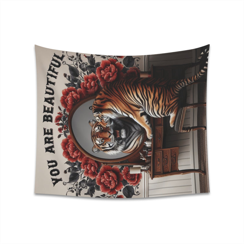 Large 50x60 You are Beautiful Vintage Tiger Printed Wall Tapestry