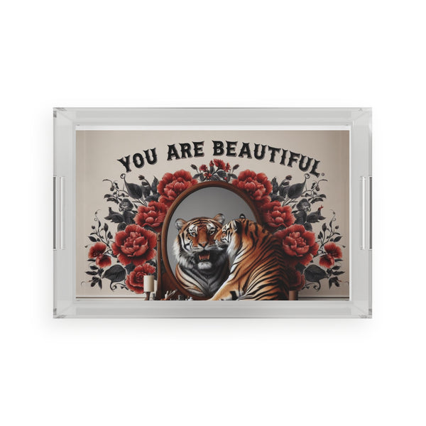 You Are Beautiful Acrylic Serving Bar Tray