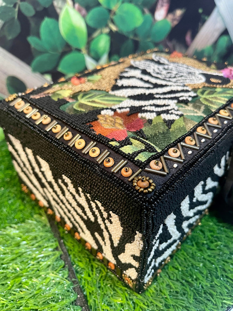Zebra Pattern Out of Africa Embellished Jewelry Box