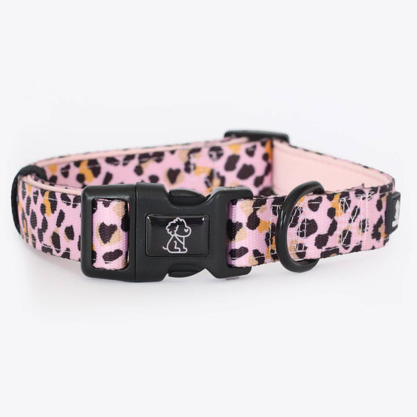 Pink Cheetah Comfort Dog Collar - Medium