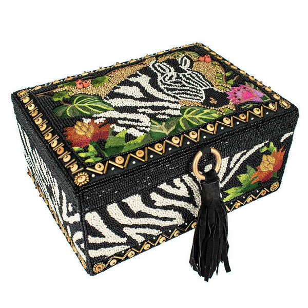 Zebra Pattern Out of Africa Embellished Jewelry Box