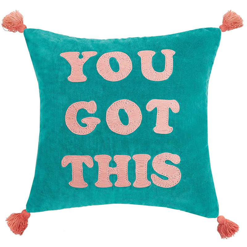 You Got This Tassels Embroidered Pillow