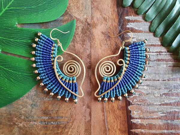 Blue & gold 'Magick Eye' boho earrings